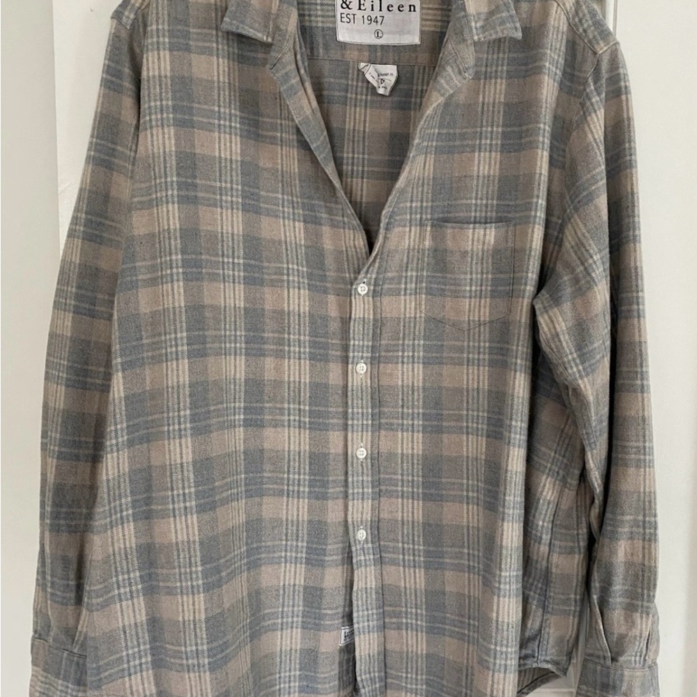 Frank & Eileen Gray and Tan Plaid Shirt
